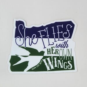 🩵NWT "She Flies with Her Own Wings" Oregon State Shaped Vinyl Decal